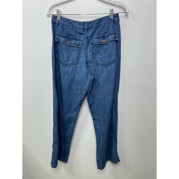 L.L. Bean Petite Cropped Flap Pocket Capris Jeans Roll Tab Ankle Women 6 P - Picture 8 of 12